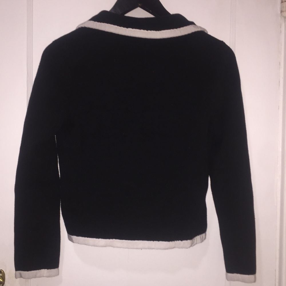 Loft Petites Sweater Knit Black White Tuxedo Blazer, SP - Picture 5 of 6